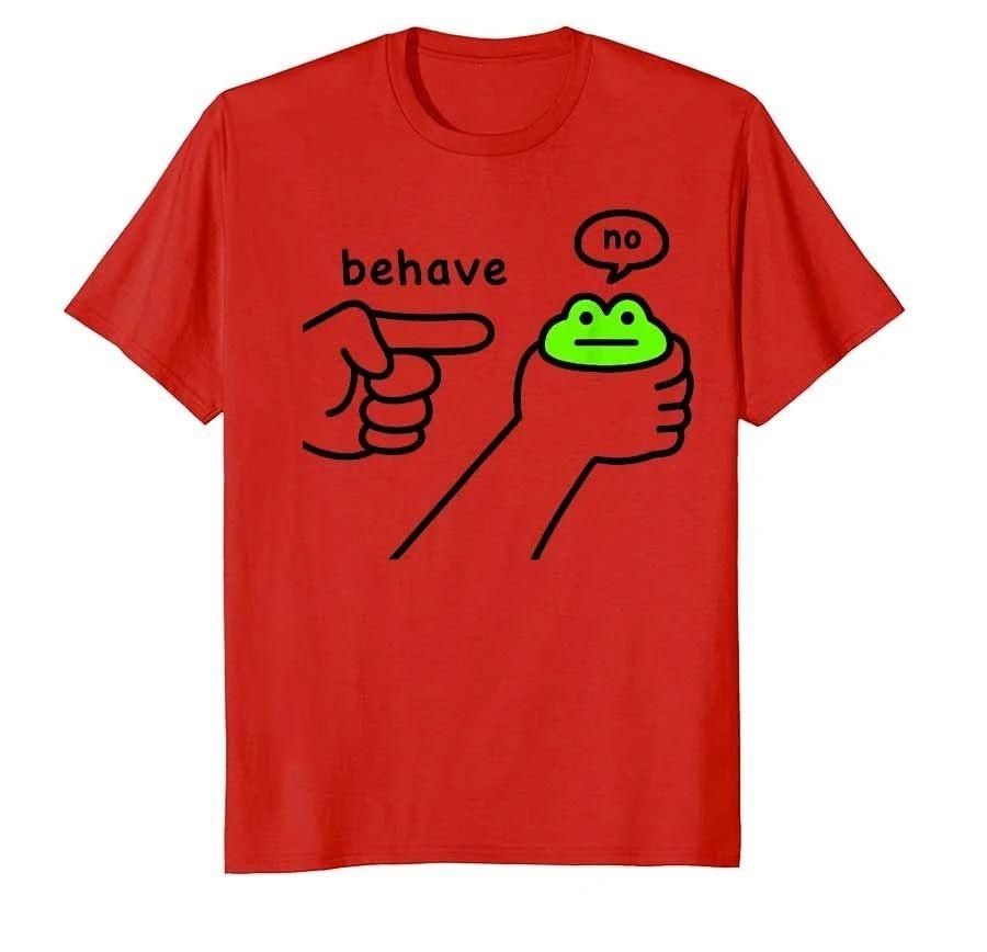 Funny Y2k Tops Dishonest Frog Funny Frog Meme Behave No Cartoon Print Tshirt Cotton Casual Loose T Shirts Sports Short Sleeve