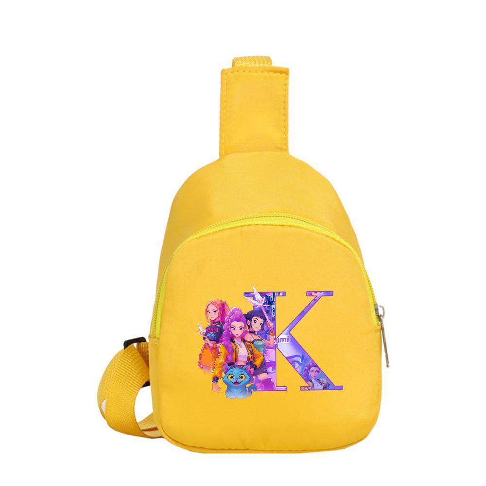 Anime Cartoon 26 English Letter K-Pop Demon Hunters Printed Chest Pack for Boy Girl Shoulder Bag Student Portable Crossbody Pouch Kid Christmas Gift