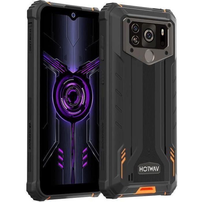 Smartphone Étanche Grande Batterie 15000 mAh HOTWAV W10 6.53-inch HD+ 32GB Caméra 13MP Robuste Téléphone 4G Android 12 - Orange