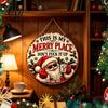 DIY Holiday Gift Accessories Santa Christmas Metal Hanging Sign, This Is My Merry Place Xmas Wall Party Fireplace Decor Plaque, Ornament for