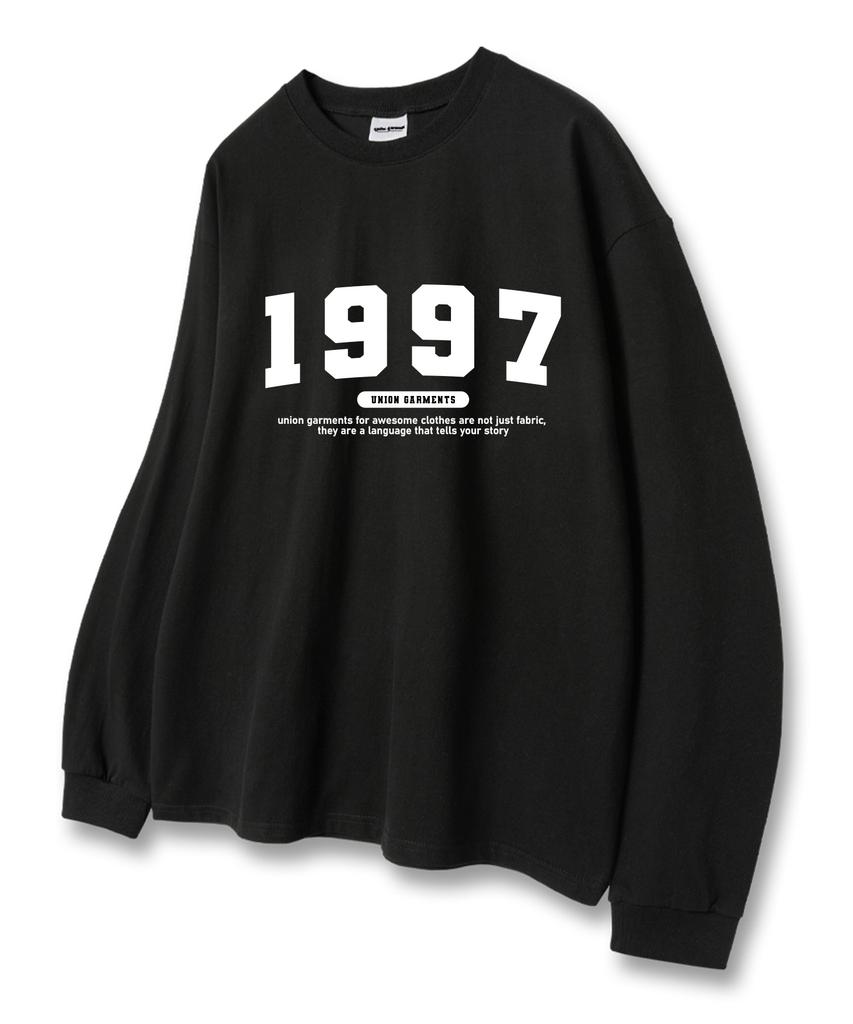 UNION GARMENTS 1997 Number Logo Loose Fit Long Sleeve T-Shirt Black [Basic Or Ribbed]