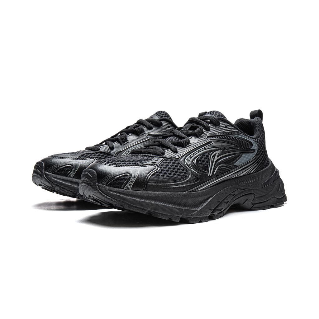Li Ning Cushioning Slip Resistant Abrasion Resistant Breathable Support Lightweight Low top Casual Shoes Men's Black AGLW003-3