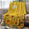 Sunflower Field Print Throw Blanket - Vintage Botanical Floral Motif Soft Lightweight Accent for Sofa Bed Travel Office Gift