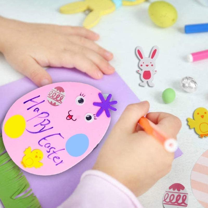 Easter EVA Foam Handmade Making Colorful Painted Easter Stickers for Kindergarten Students DIY Crafts Creation Educational