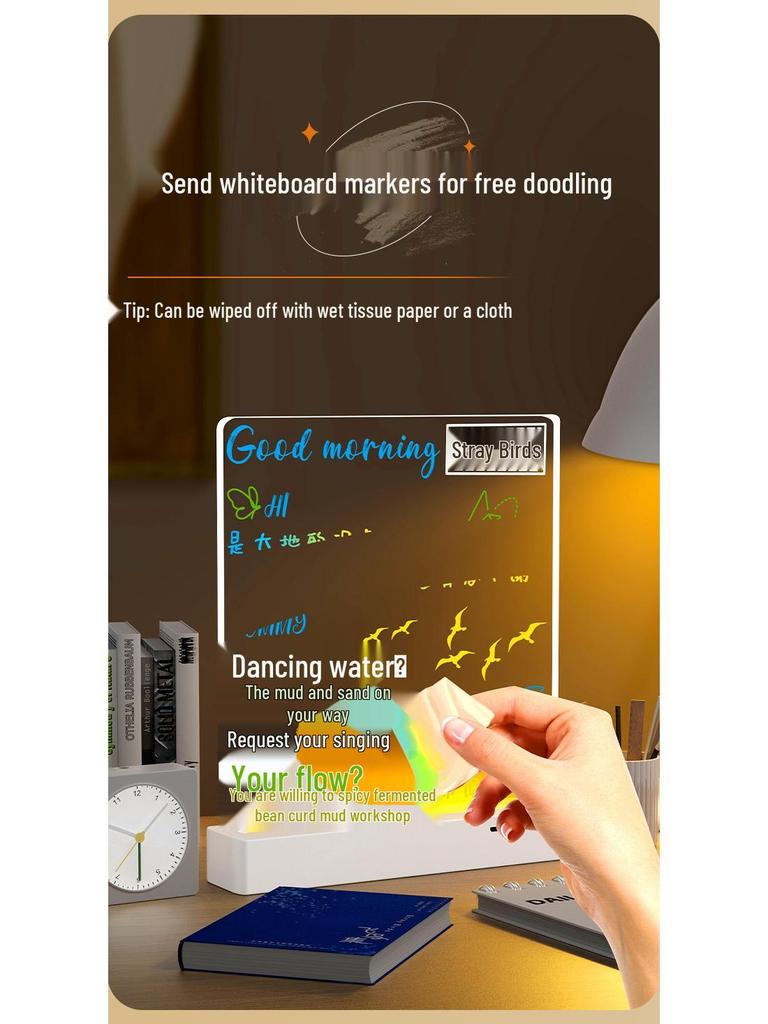 Erasable Fluorescent Acrylic Desktop Blackboard with Light