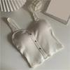 Women's Sexy Vest Button Back Small Suspender Summer Thin Design With Chest Cushion Base
