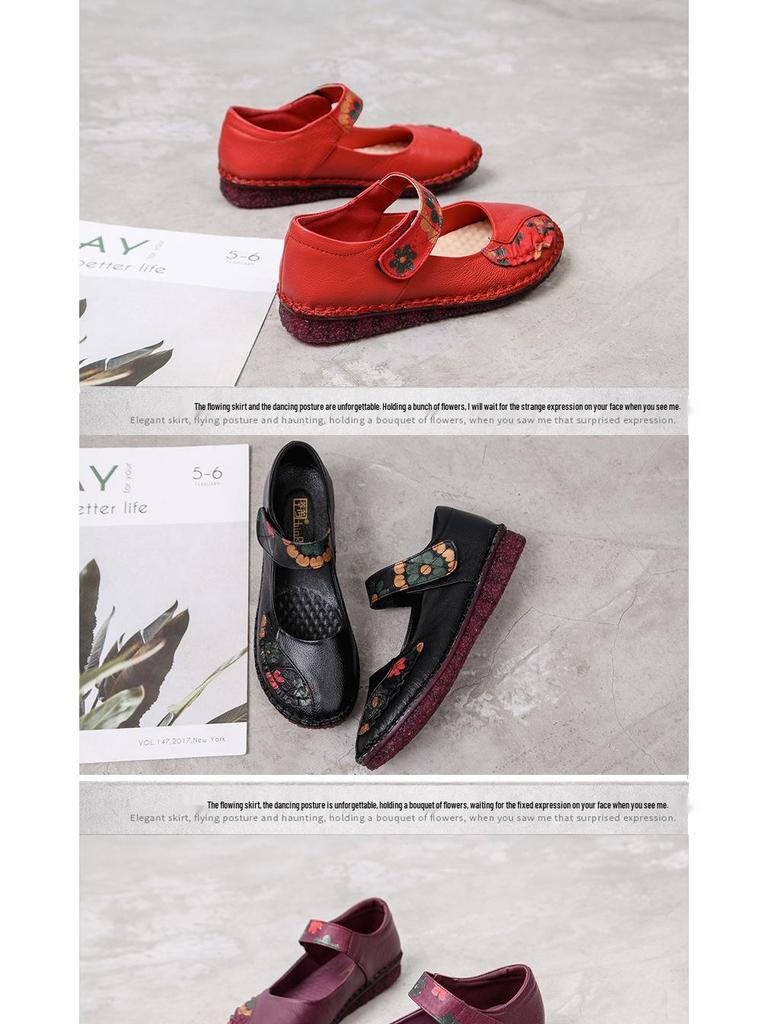 Spring-Summer Soft Sole Non-Slip Leather Shoes for Middle-Aged and Elderly Women