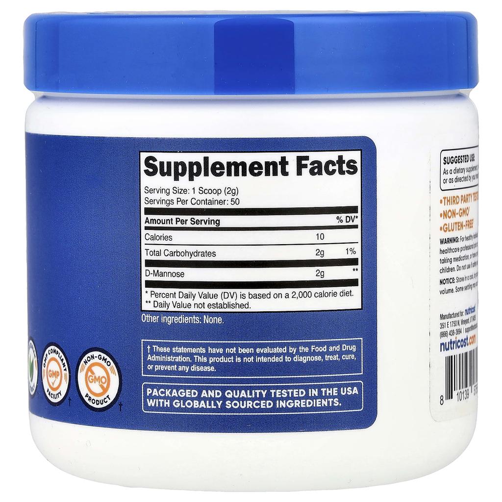 D-Mannose, Unflavored, 100G(3.6Oz)