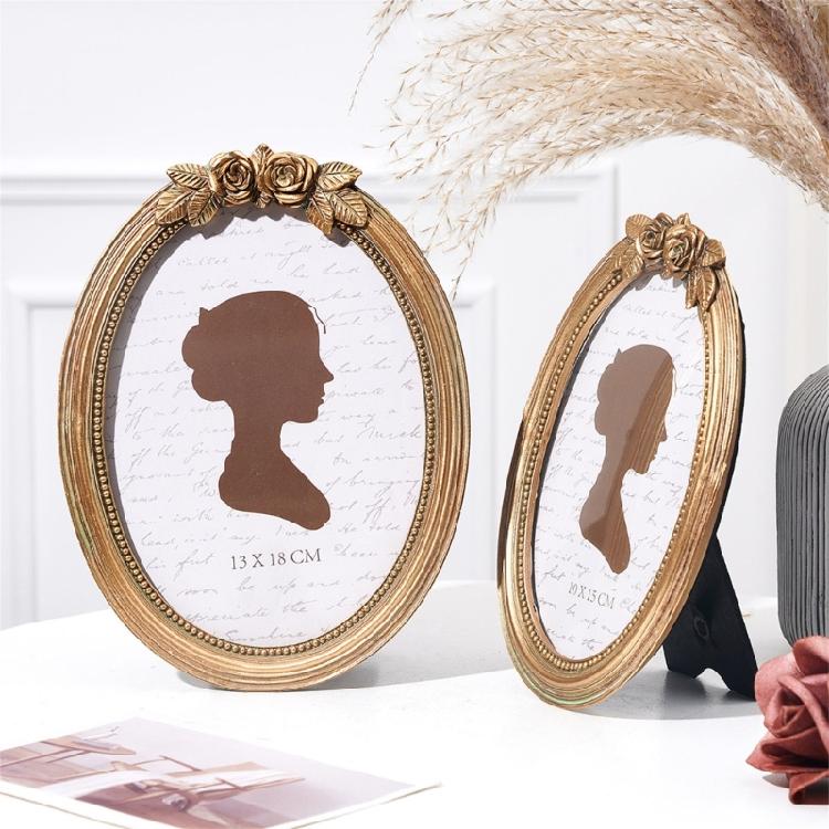 Retro Picture Frame,Decorative Photo Frame Antique Ornate Oval Photo Frame for Tabletop and Wall Display Home Decors