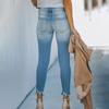 Ladies' Color Casual Versatile High Waist Slim Fit Ripped Denim Small Leg Jeans