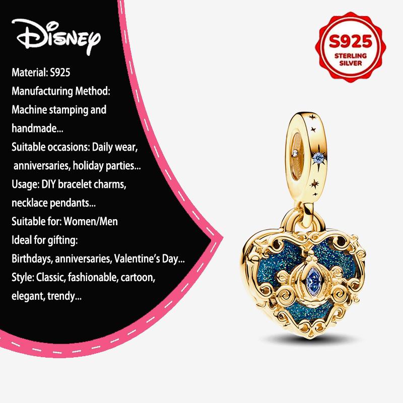 New Disney 925 Silver Winnie & Stitch Charms for Bracelet Necklace DIY Jewelry Gifts Holiday Party