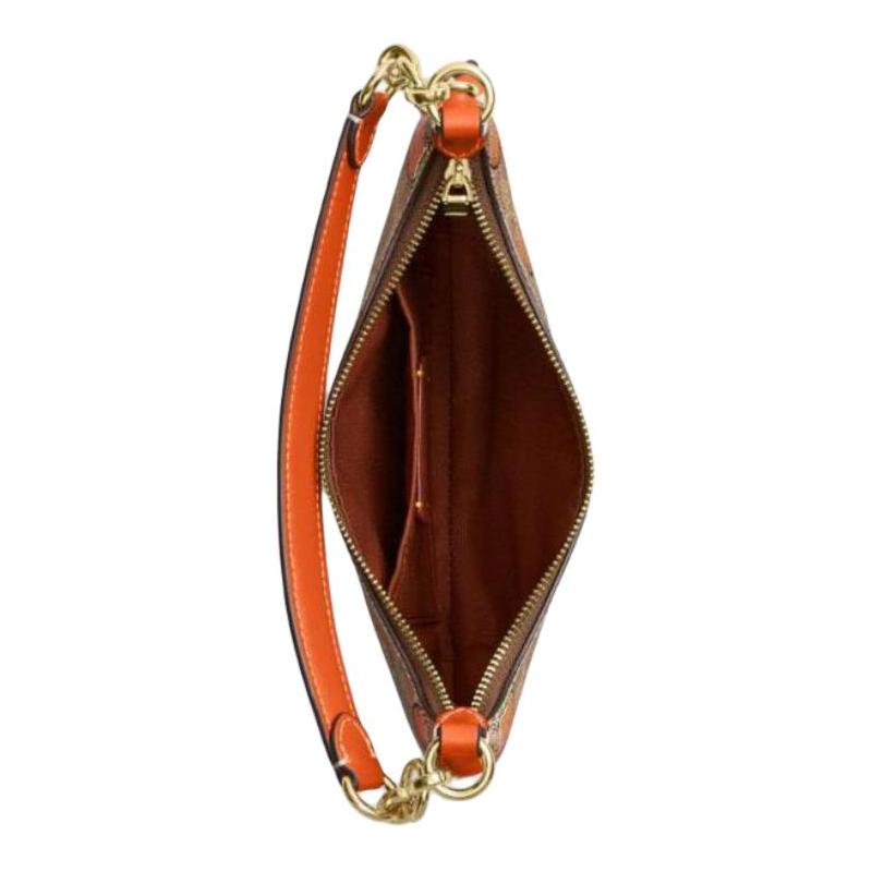 Coach Payton 22 Brand Logo Classic Signature Coated Canvas and Smooth Leather Shoulder Bag Small Women's Color Block