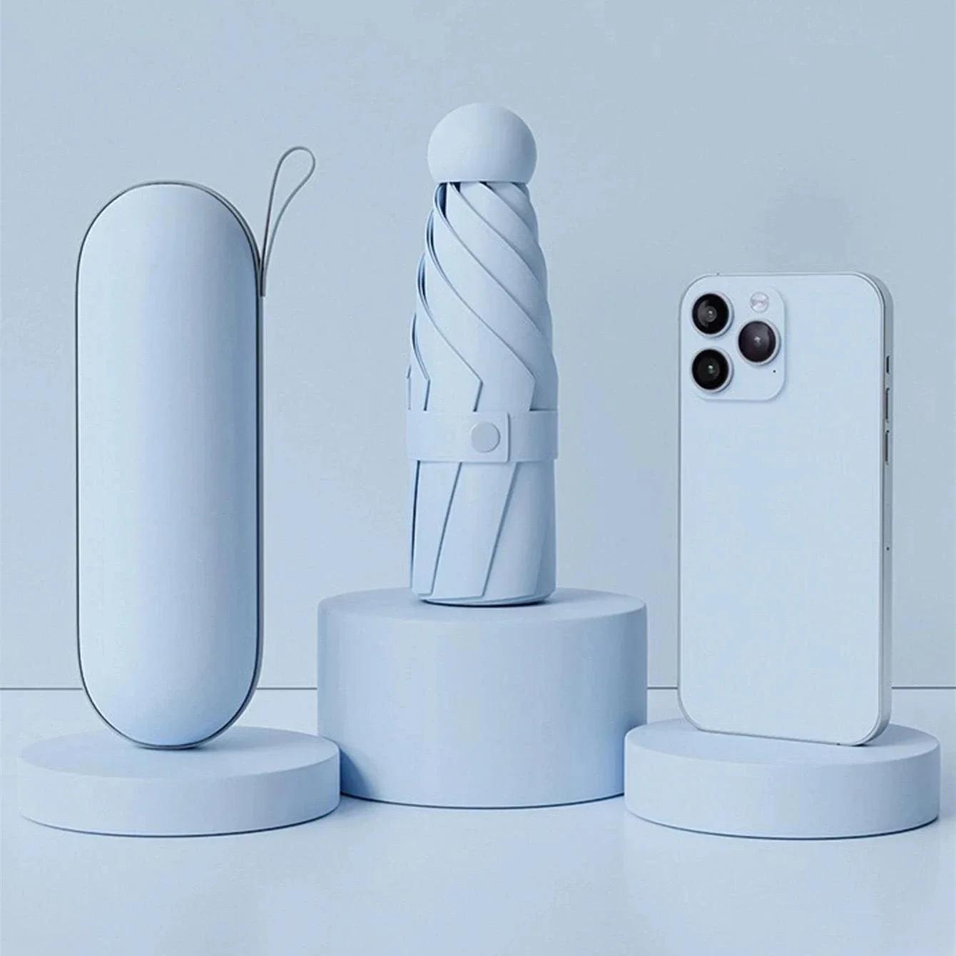 

2025 1Pc Mini Sun Umbrella Pocket Rain Umbrella Vinyl Folding Uv Ultraviolet Protection Sun Shade Pocket Parasol Capsule Aluminum&6K