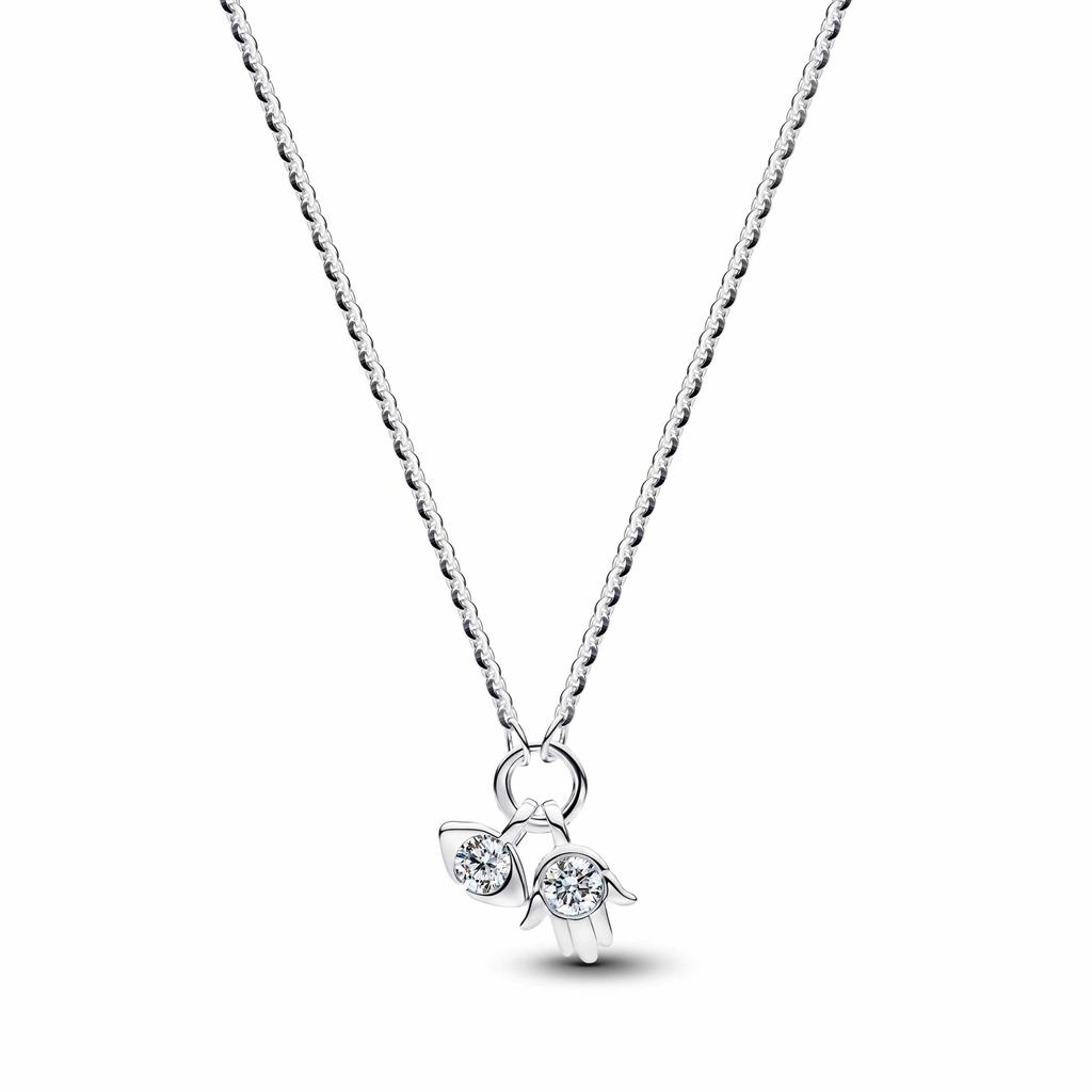 New Original 925 Silver Four-Leaf Clover Butterfly Star Moon Heart Key Necklace Fit Women Jewelry Valentine's Day Gift