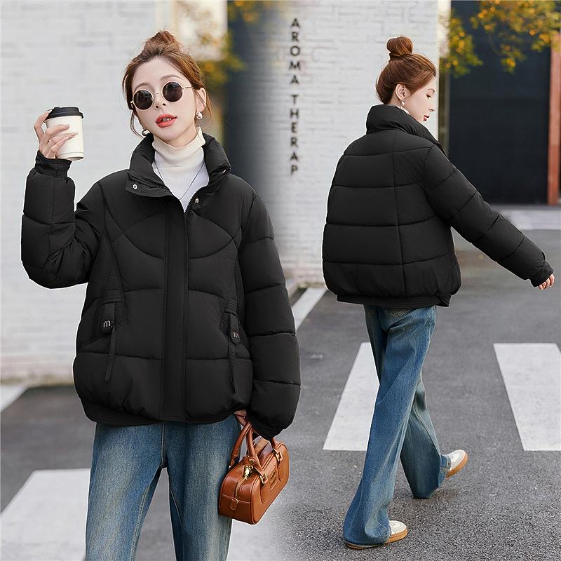 Winter new women's stand-up collar windproof fashion short warm down cotton clothes simple high repurchase rate cotton clothes jacket