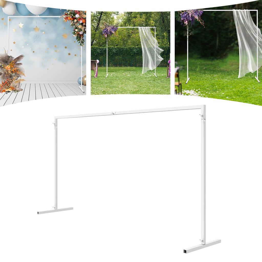 6.6x6.6FT Square Metal Wedding Arch Stand Flower Balloon Arch Stand Backdrop Frame Height Adjustable for Ceremony Party Decor