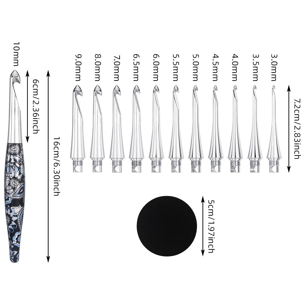 1set perfect gift high-end hand knitting tool set, aluminum detachable crochet hook with 11 replaceable crochet heads with bag