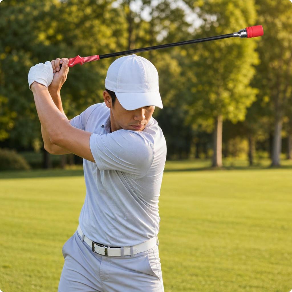 Golf Swing Trainer with Weighted Head Grip Correction Training Stick for