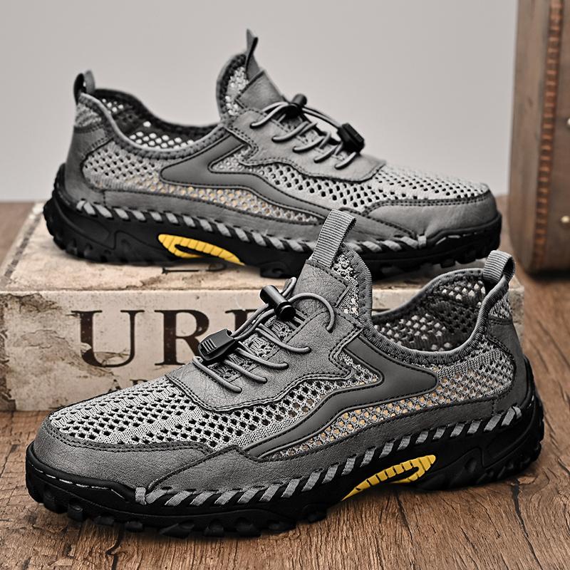 Fashion Breathable Mesh Mens Sneakers Lightweight Male Casual Shoes New Outdoor Walking Shoes Hollow Out Hiking Shoes Men Non-Slip Flats