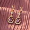 Luxury Water Drop Earrings Women Jewelry Sparkly Zircon Earrings Cat Eye Stone Earrings  Engagement