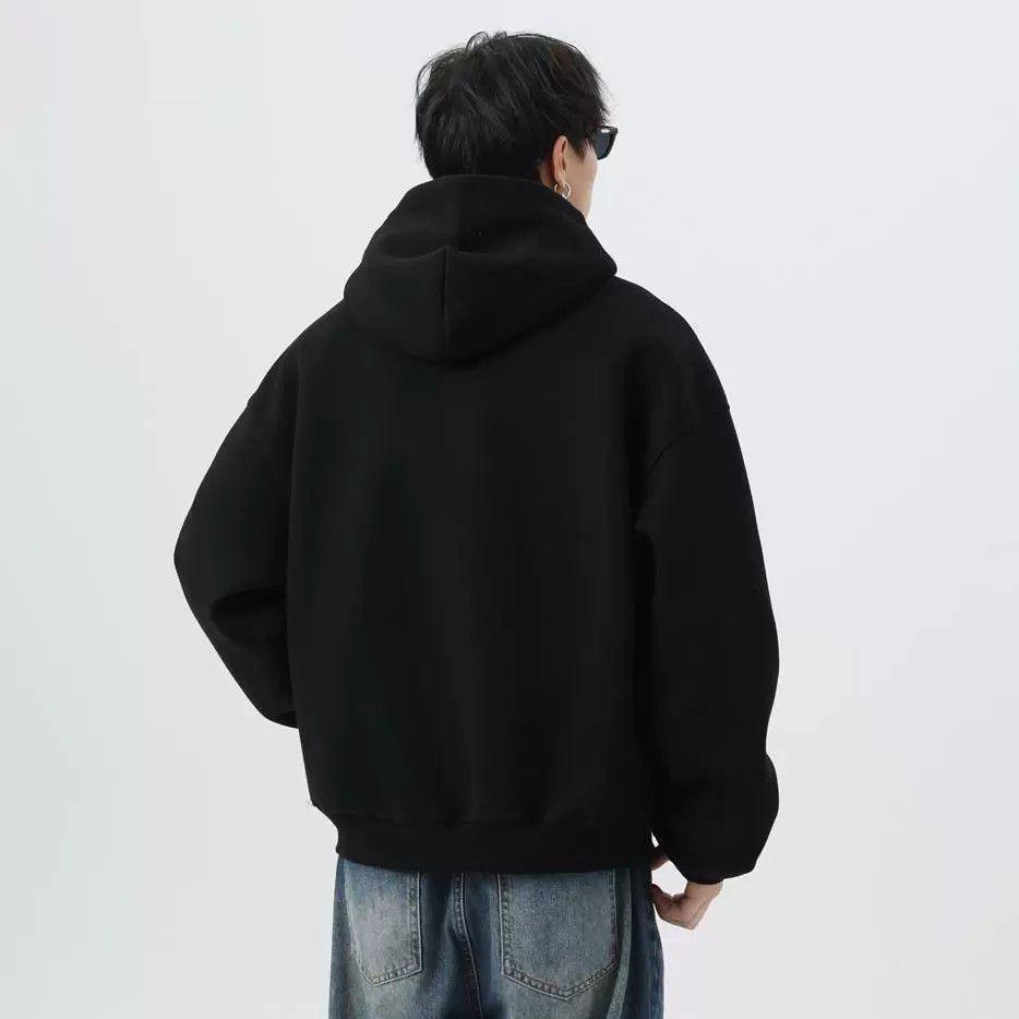 Men's Trendy Thickened Hooded Sweatshirt - Autumn/Winter Large Size, Youth Plus Velvet Warm Outerwear