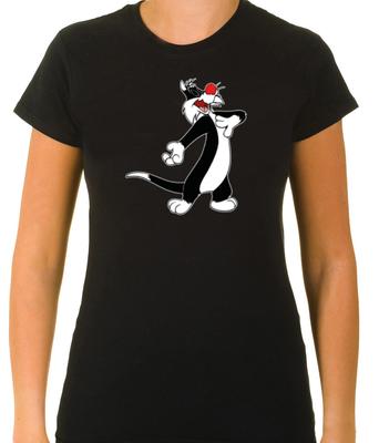 Sylvester el Gato-3 Camiseta de Manga 3/4 Corta para Mujer L808