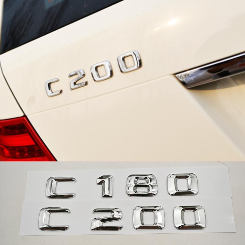 JPA3 3D ABS Car Letters Logo C180 C200 4MATIC Badge Rear Trunk Emblem Decals For Mercedes Benz C Class C180 C200 Tail Accessories