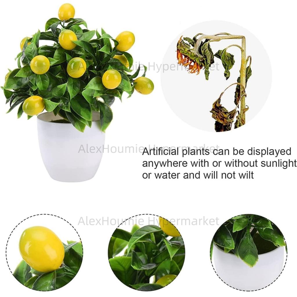 Artificial Lemon Tree Decor Fake Lemon Plants Artificial Lemon Tree Bonsai Fake Greenery Mini Lemon Tree Potted for Home Office