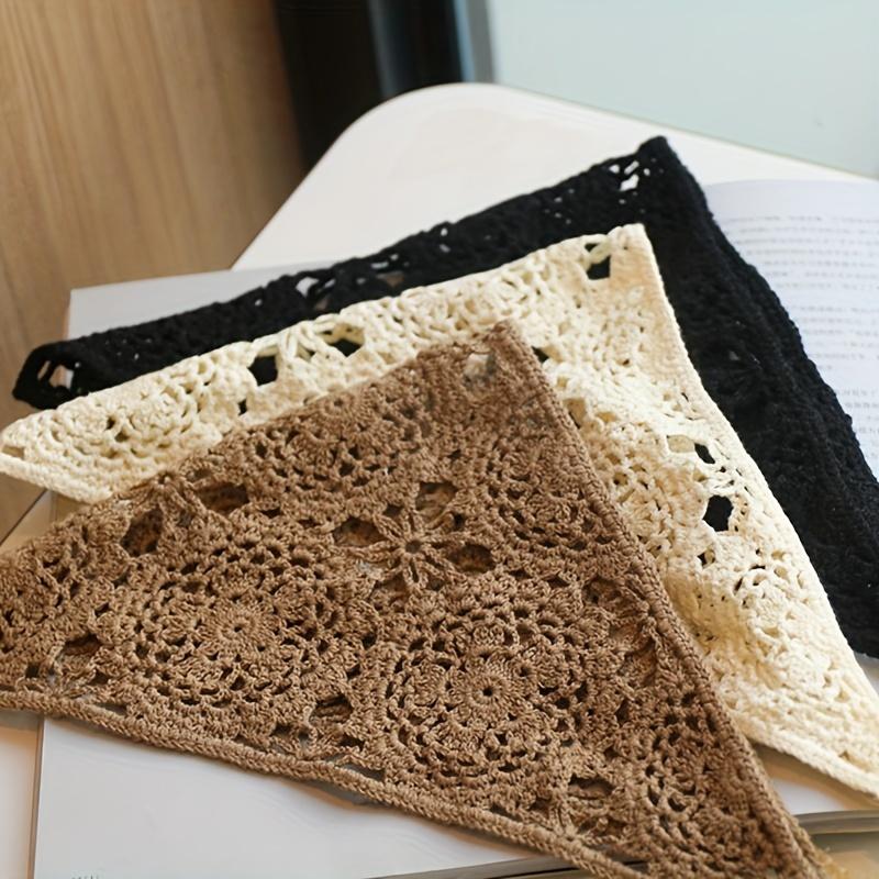1PC Retro Hollow Crochet Flower Triangle Scarf Knitted Hairband Lace Flower Headband Hair Accessories For Women