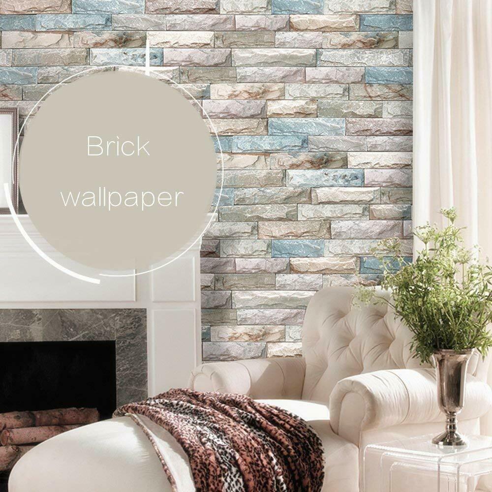 HaoHome Bright Brick Self Adhesive Wallpaper Peel and Stick Contact Paper Decor Vinyl Wallcoverings For Living Room