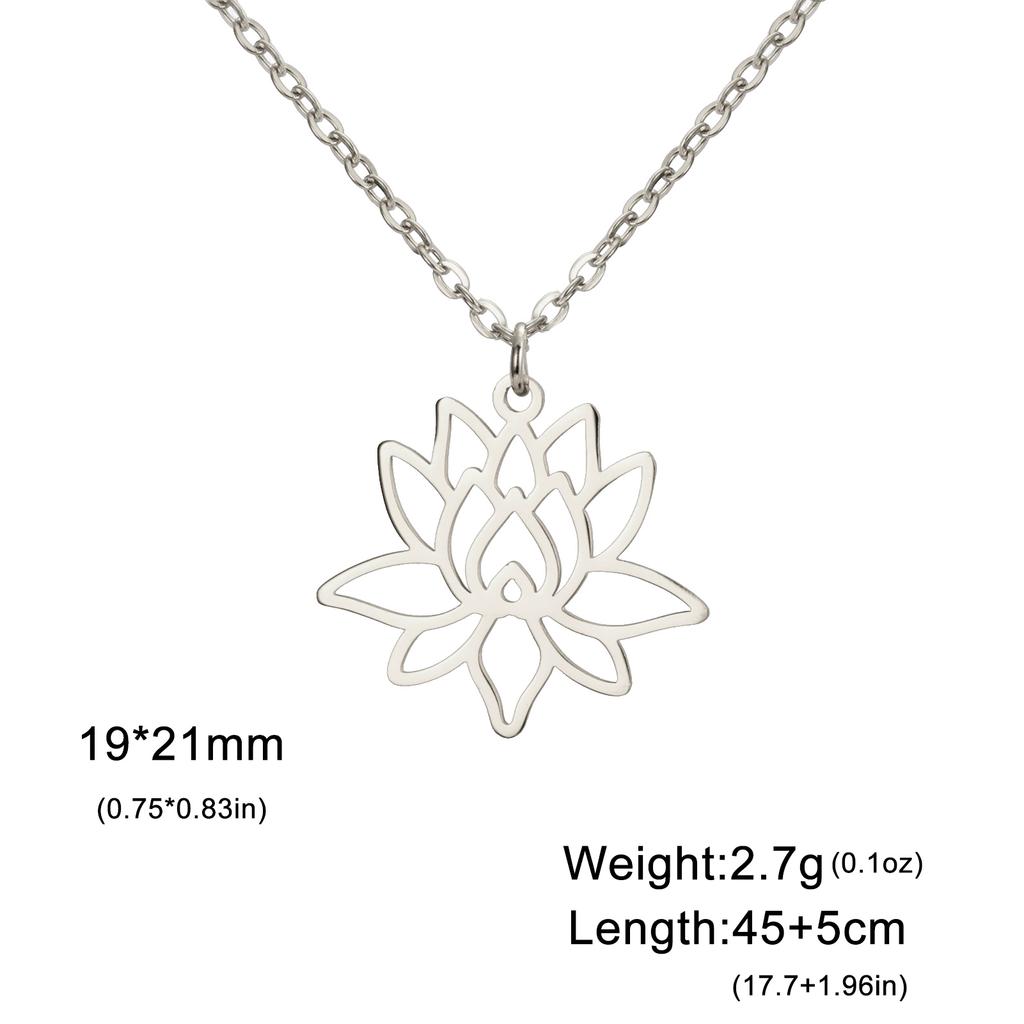 Teamer Lotusblume Anhänger Halskette Edelstahl Yoga Buddhismus Amulett Schmuck für Frauen Doppellagige Perlenkette Geschenk