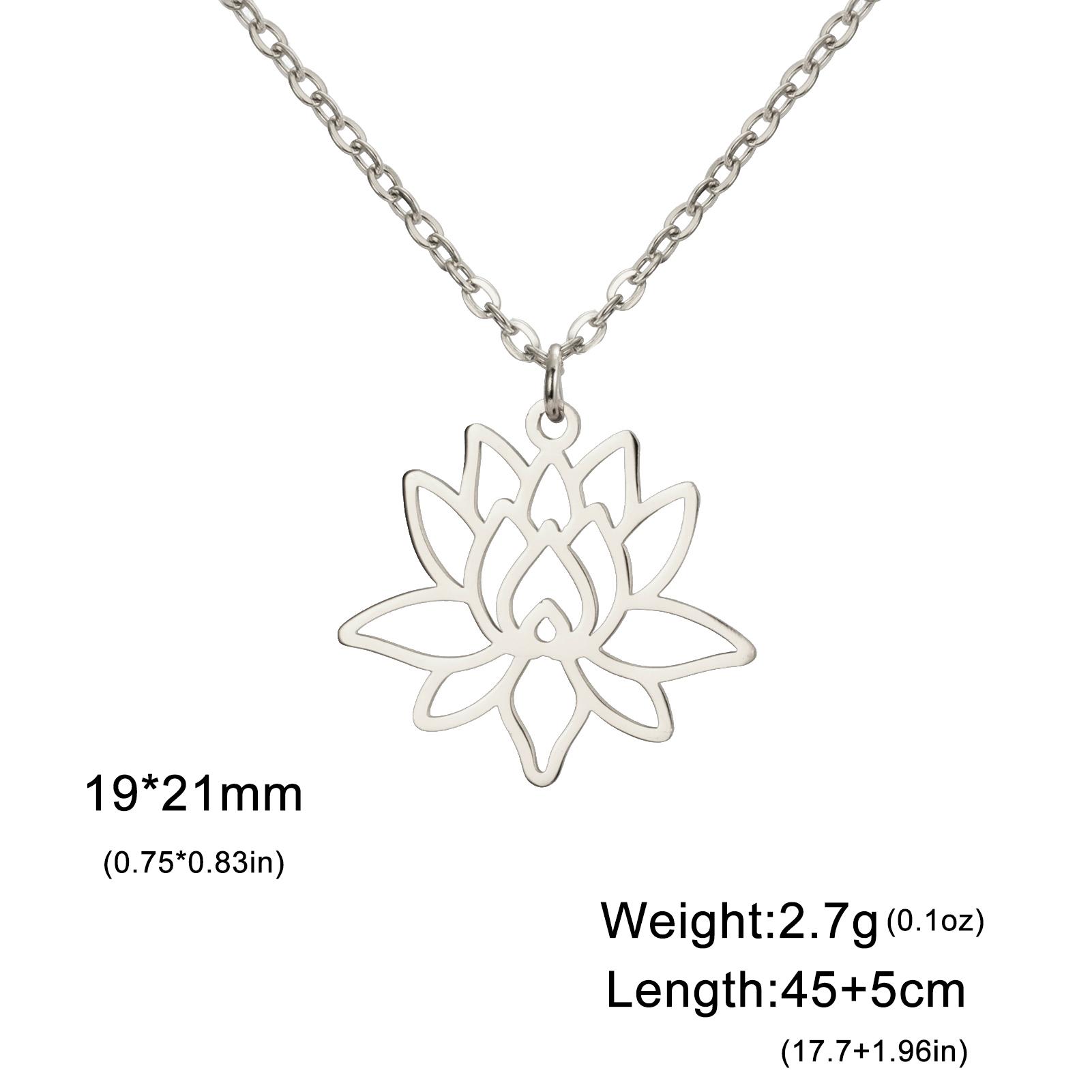 

Teamer Lotus Flower Pendant Necklace Stainless Steel Yoga Buddhism Amulet Jewelry for Women Double Layer Beaded Chain Gift