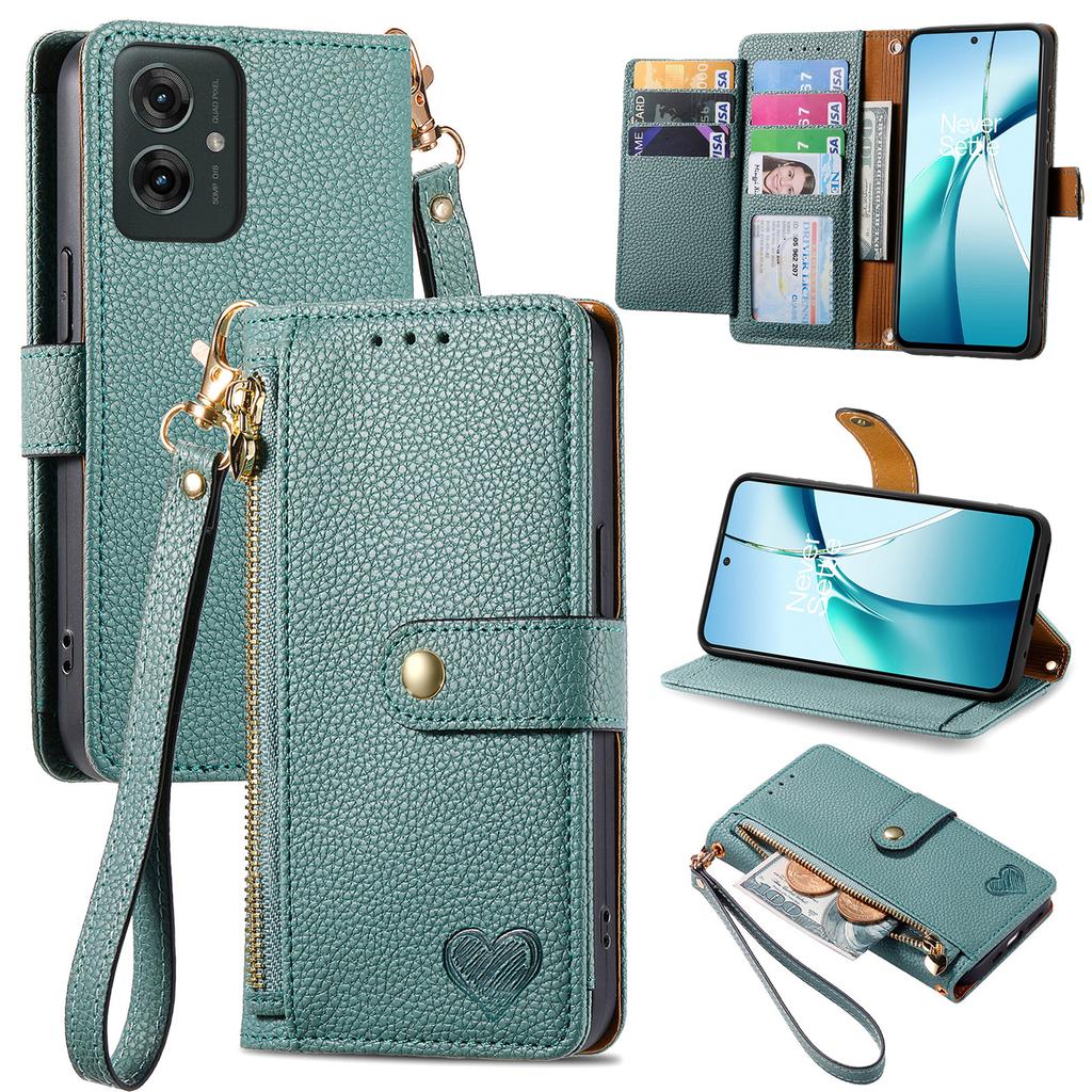 For Motorola Moto G55 5G Case RFID Blocking Zipper Pocket Leather Wallet Phone Cover