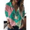 Sommer Minimalistisches Hemd mit Digitalem Blumenprint Knopfleistenhemd Oberteil für Damen Hawaiianischer Strandurlaub Lässiges Hemd