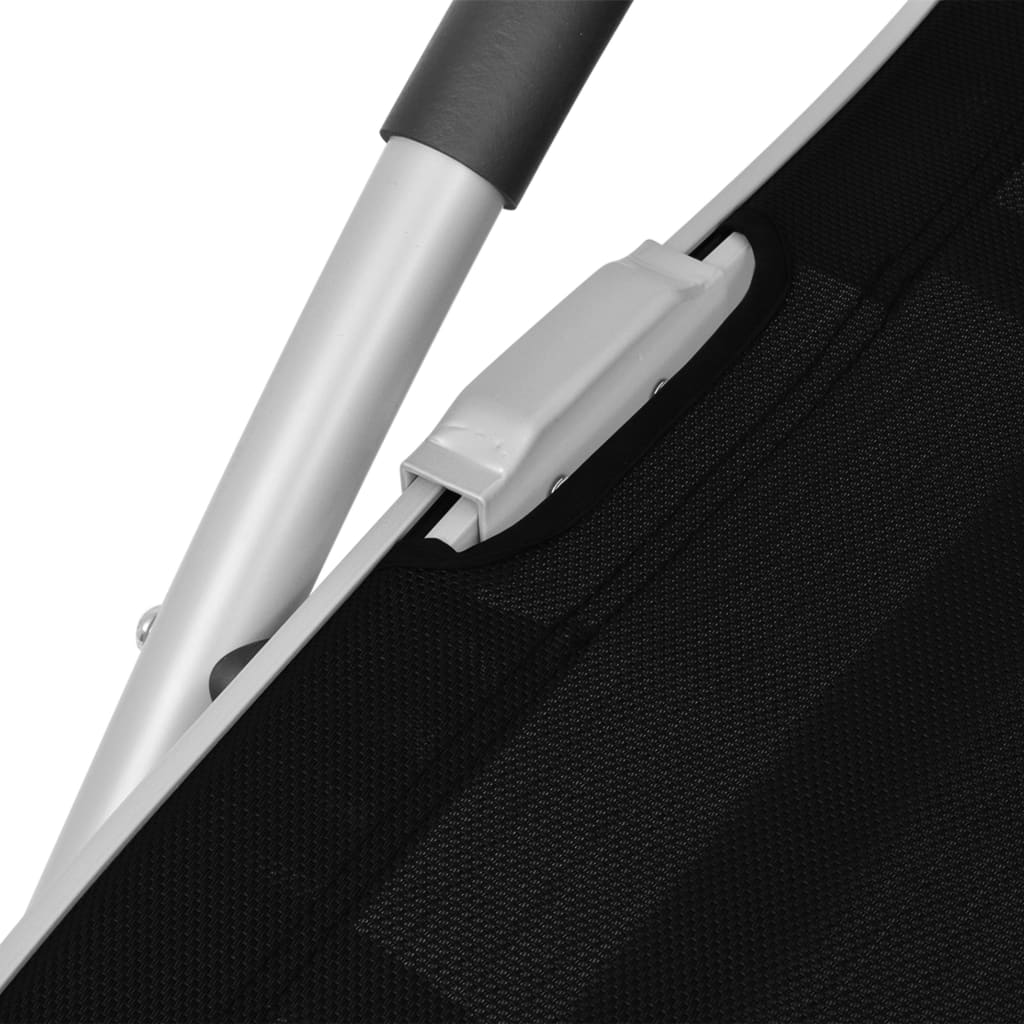 Sun Lounger with Cushion Aluminum and Textilene Black