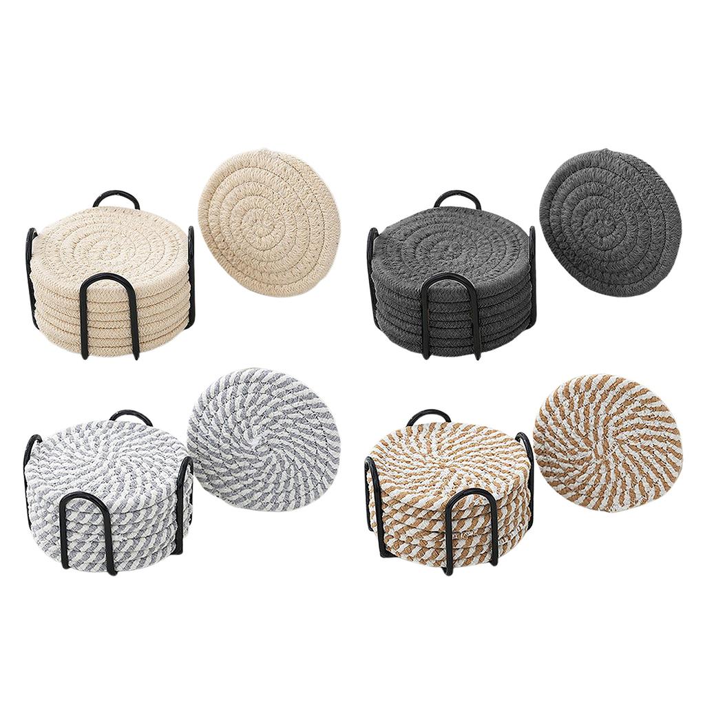 Ručně tkaný bavlněný provázkový podtácek Jednoduchá podložka na stůl pro hrnek na kávu Ochrana pracovní plochy