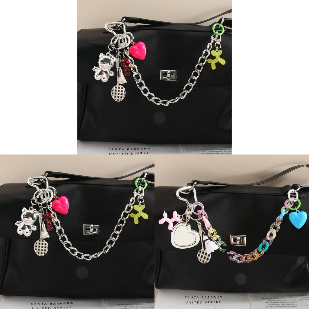 Cat Charm Bag Pendant With Feather Keychain For Fashion Accessories