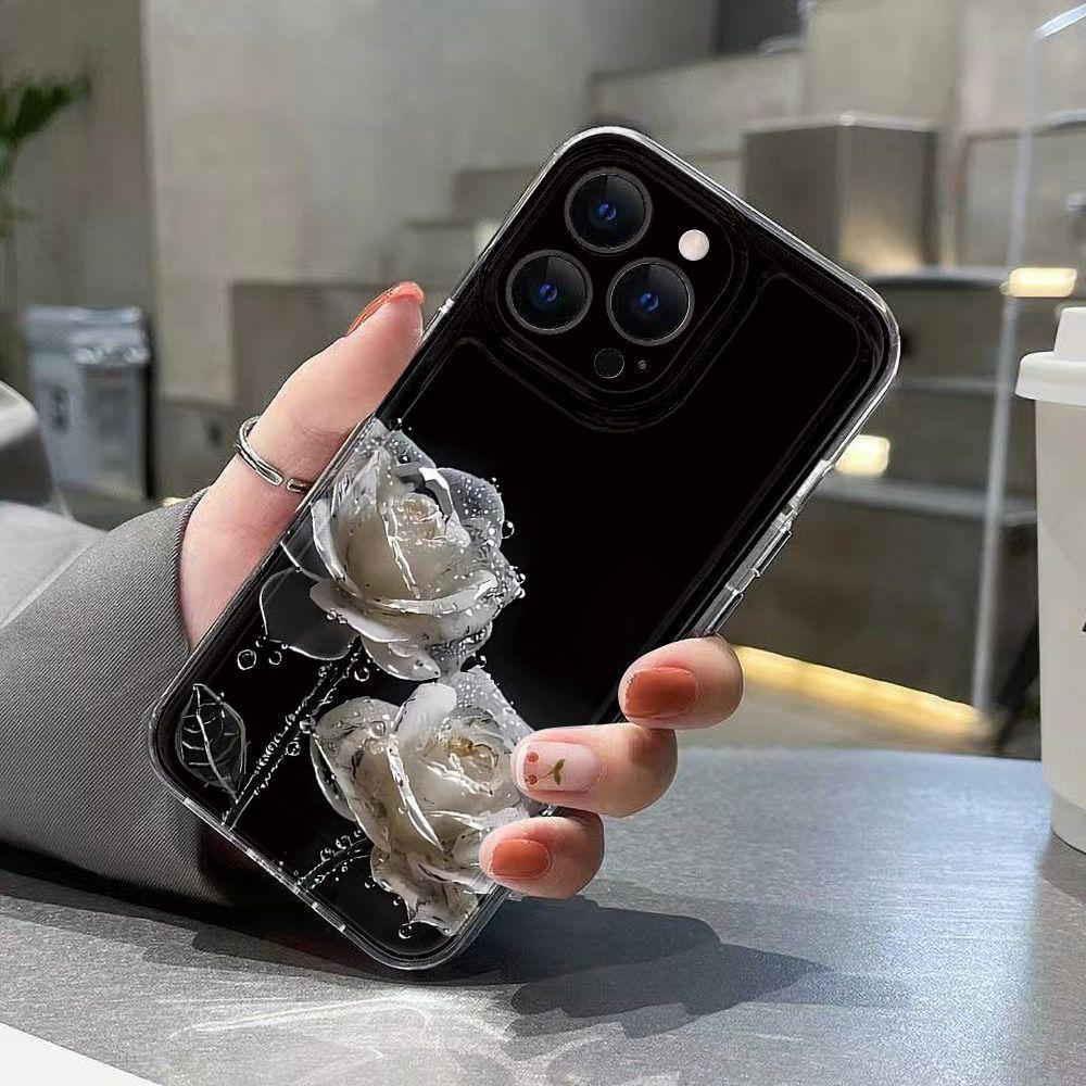 Crystal Rose for iPhone17promax Space Phone Case Apple 16 Transparent 14/13 Fine Hole 15
