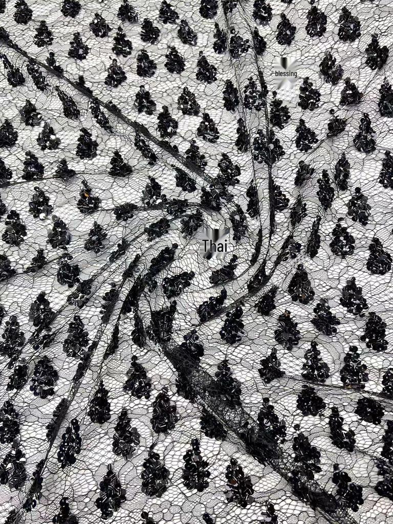 New Fashion Dark Pattern Sequin Embroidery Net Base - Retail & Samples Available