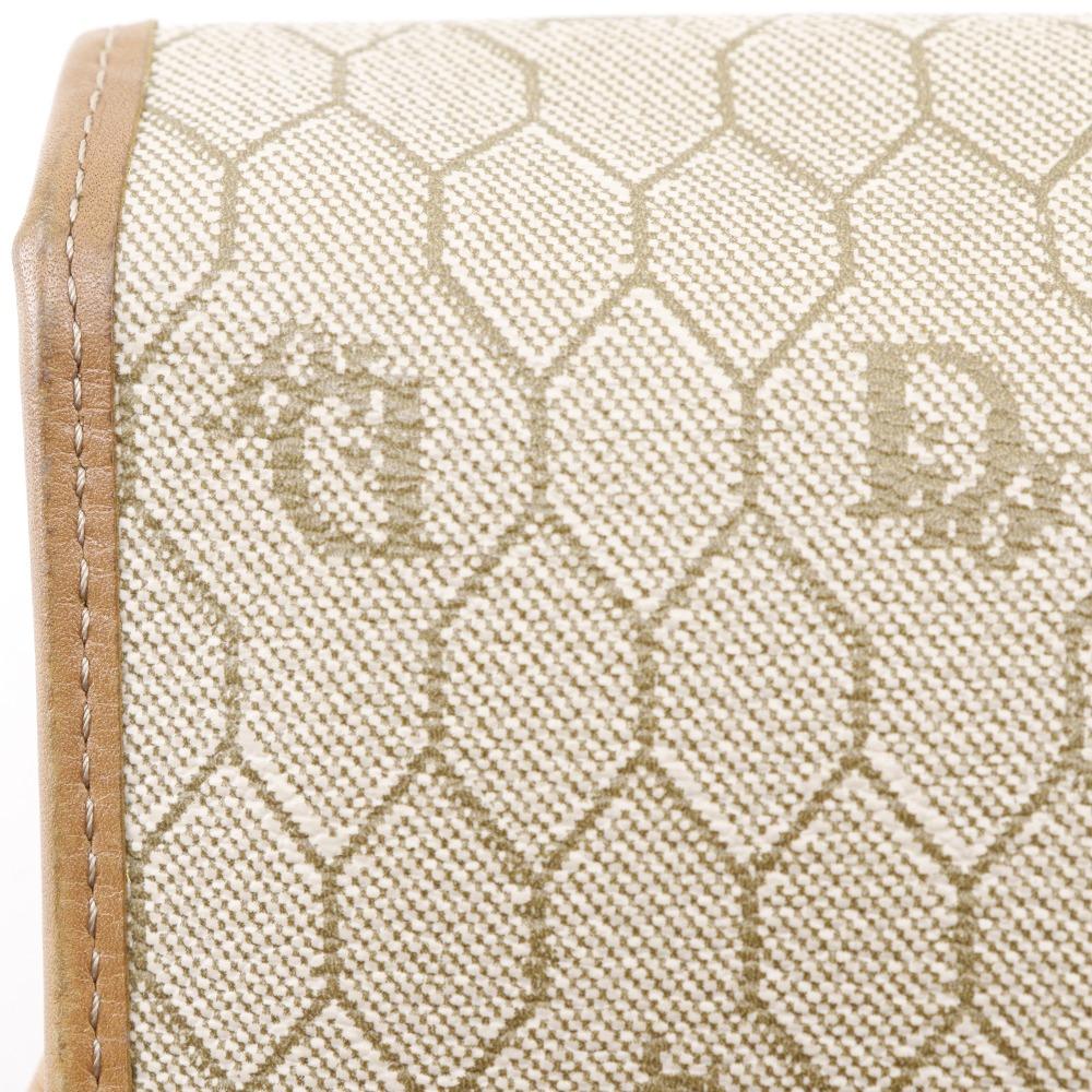 Dior Honeycomb Pattern Shoulder Bag vintage beige PVC Women Used