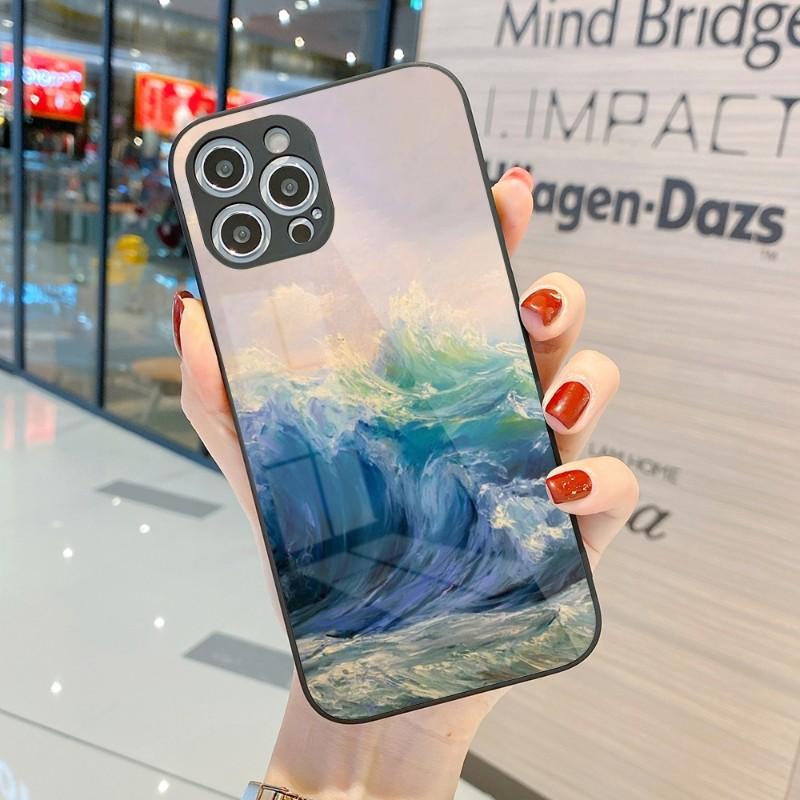 Cool Painting Art Phone Case For IPhone 14 13 12 11 Pro Max X XR XS 8 7 Plus Liquid Glass Color Phone Cover