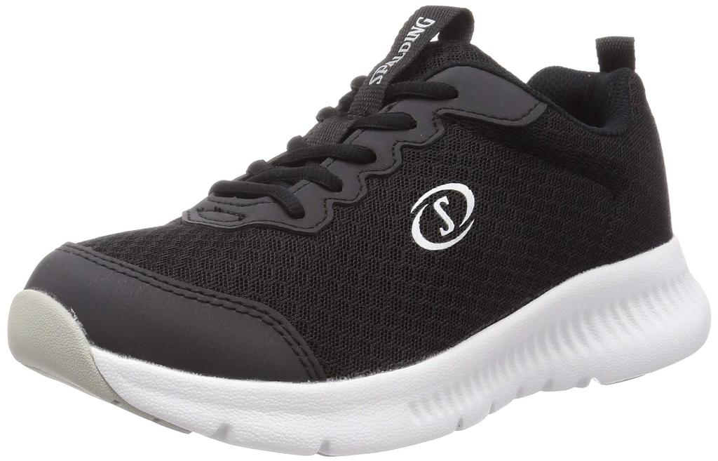 SPALDING Women's 5E JIN 3750 Walking Shoes, Wide Width, Lightweight, Size 24.0 Cm, Black
