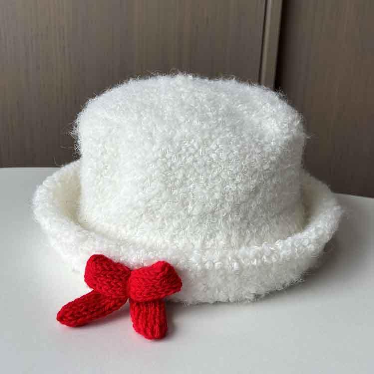 New Autumn And Winter Wool Woolen Top Hat, Small Fragrant Wind Bow Basin Hat, Women'S Dome Shows The Face, Small Warm Plush Hat
