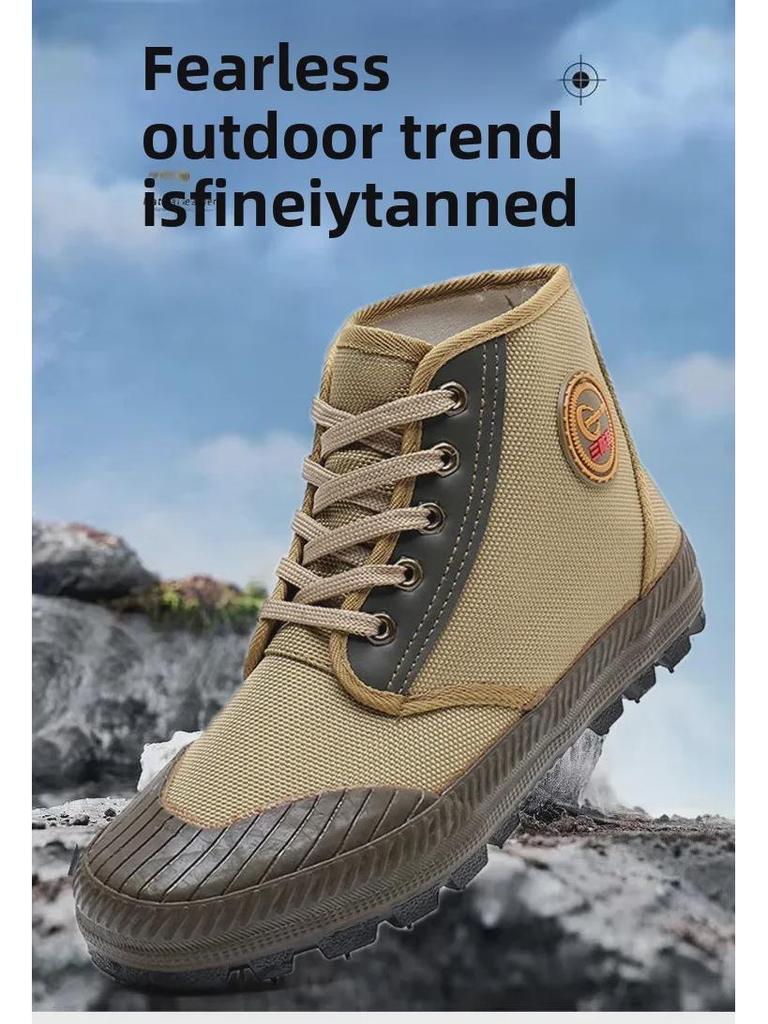 Pantofi de lucru pentru bărbați cu gleznă înaltă, rezistenți la uzură, antiderapanți, pentru primăvară și toamnă - Pantofi de cauciuc de construcție pentru exterior, stil nou