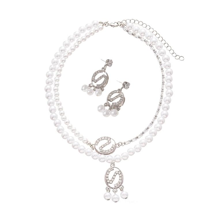 

Modern Stackable Chain Necklace Earrings Set Sparkling Cubic Zirconia Stones And Cultured Pearls Look Formal Occasions 1