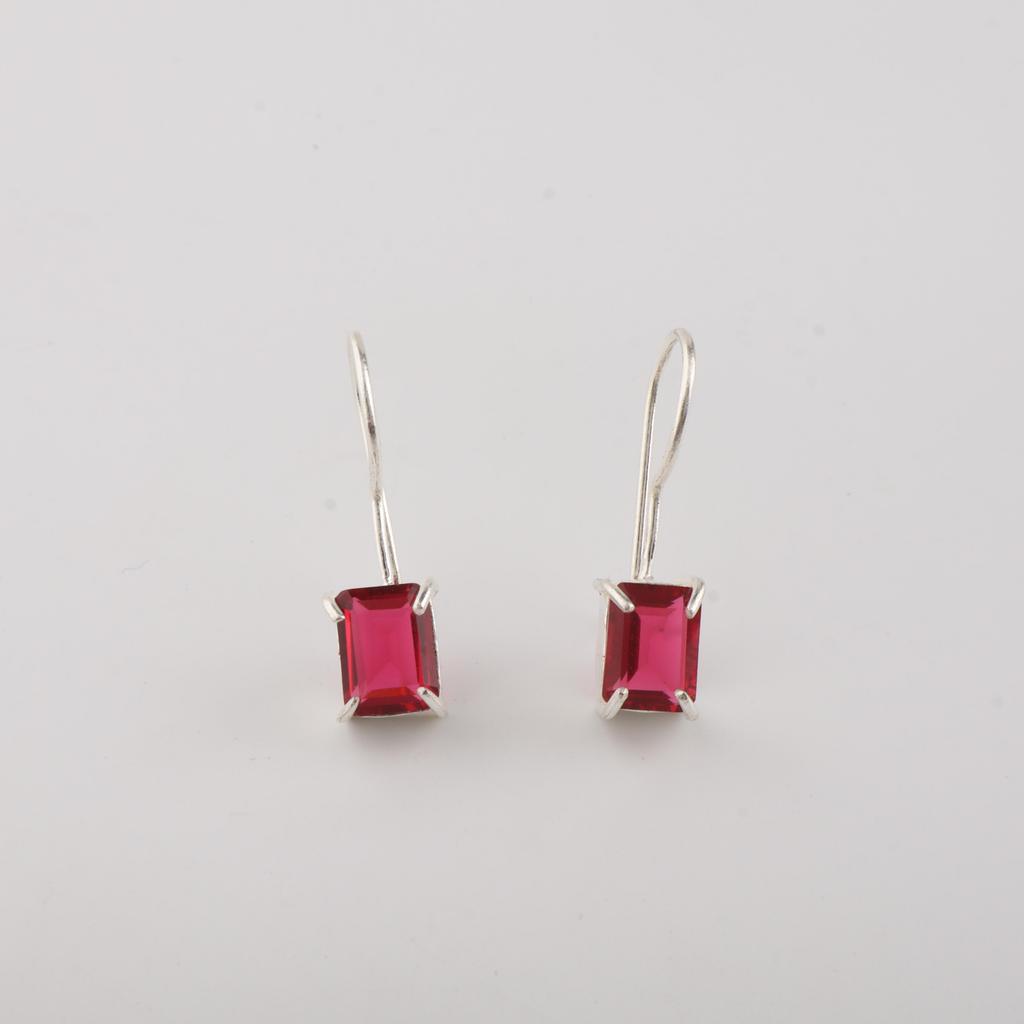 Pink Rubellite Gemstone 925 Sterling Silver Women Earring 1" Handmade Jewelry For Valentine EE-180-6