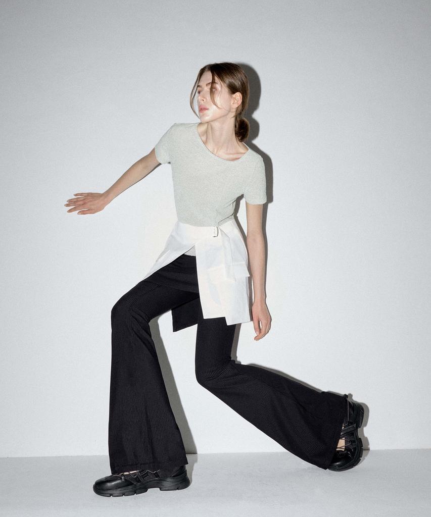 HYEYEONG KIM Boucle Asymmetrical Neck Short Sleeve Blouse - Mint
