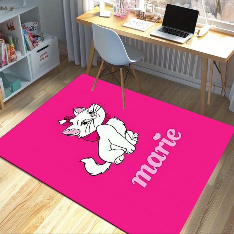 Pink Background White Cat Carpet For Playroom Bedroom Living Room Sofa Home Decorkids Game Area Rug Nonslip Floor Mat