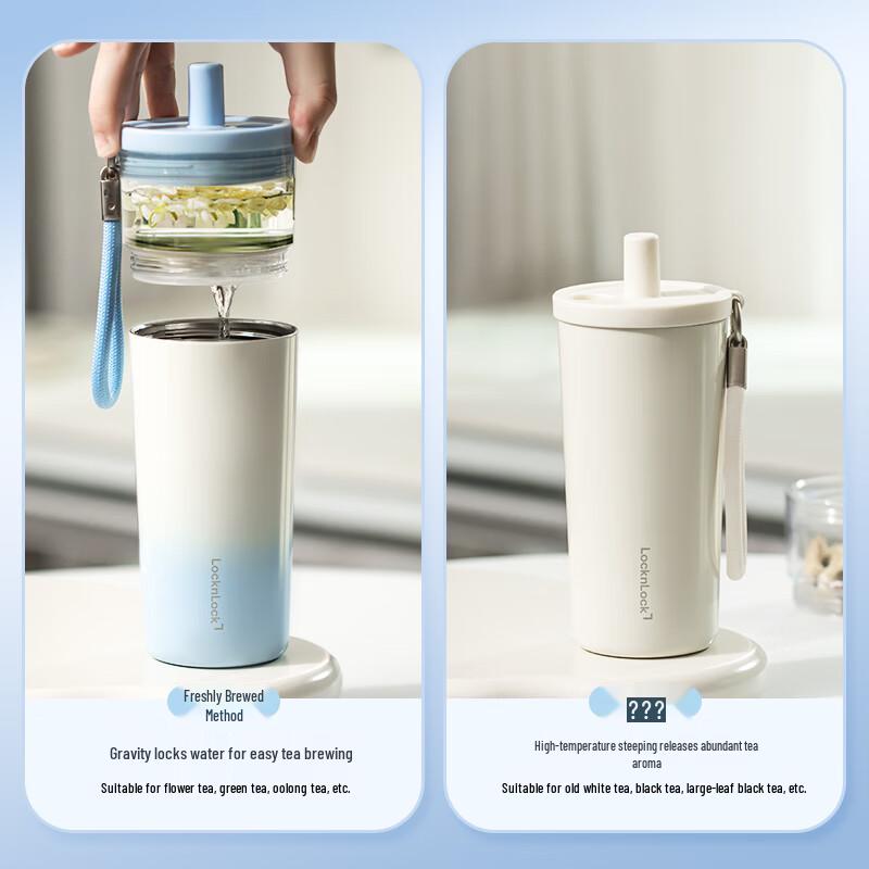LocknLock Tea Separation Insulated Straw Bottle
