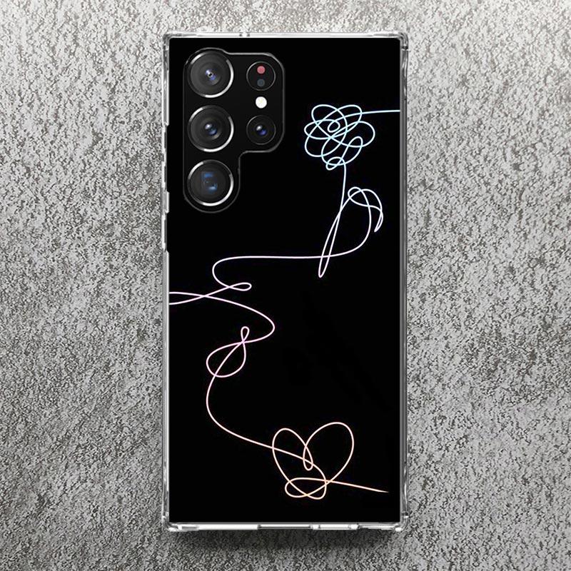 Love Yourself Flower Heart Line Kpop Phone Case For Samsung Galaxy S25 S24 S23 Ultra S22 Plus S21 S20 FE S10 + S25Ultra S24U Sof
